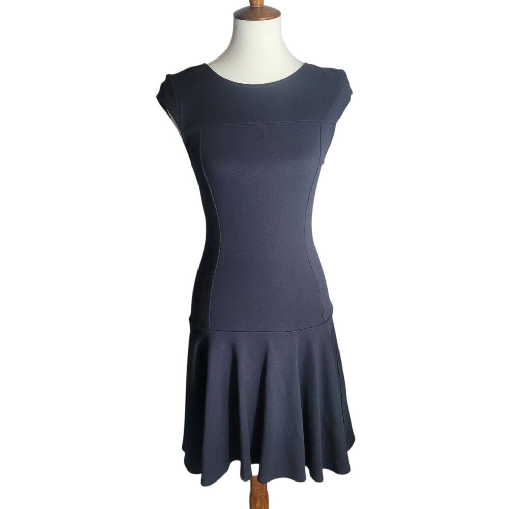 Kate Young Target Cocktail Dress‎ Womens Size 4 Black Ponte Cap Sleeve Open Back